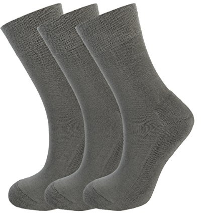 Green Bear Bamboo Fibre Socks - Grey, Soft, Breathable, Antibacterial, and Odour Resistant, Ideal for Sports and Everyday Wear, Extra Sole Support, UV Protective, Moisture-Wicking, Unisex - 3 Pairs