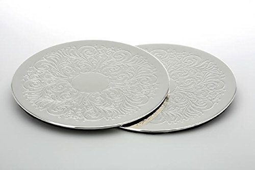 Unbekannt Untersetzer-Garnitur 2-TLG. Rund verziert D 19,5cm versilbert Anlaufgeschützt