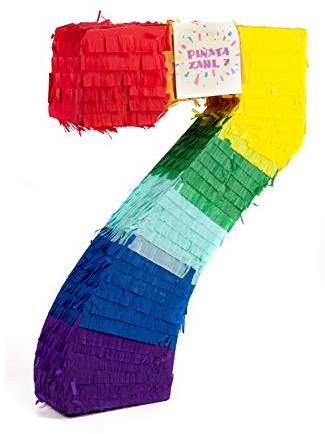 Trendario Pinata Zahl 7 - mehrfarbig - ungefüllt - Ideal zum Befüllen mit Süßigkeiten und Geschenken - Piñata für Kindergeburtstag Spiel, Geschenkidee, Party, Hochzeit