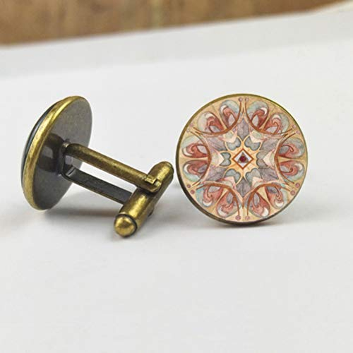 Manschettenknöpfe für Herren, Beige Blume Totem Zeit Gem Kupfer Bronze Manschettenknöpfe, Sparkly Geschenk Modisches Shirt Zubehör Für Buchhalter Boss Business Hochzeit Prom Offizieller Anlaß