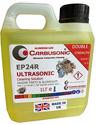 Carbusonic Carburettor Machine Parts Ultrasonic Cleaning Fluid for Engine Parts, Valves, seats, rockers & more Double Concentrated For Ultrasonic Tanks & Baths 1LT