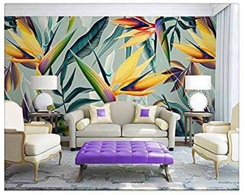 3D Wallpaper Custom Photo Mural Living Room Gorgeous Paradise Bird Painting Sofa Tv Background Non Woven for Wall 3D Wallpaper Grey Wall Sticker border-430cm×300cm