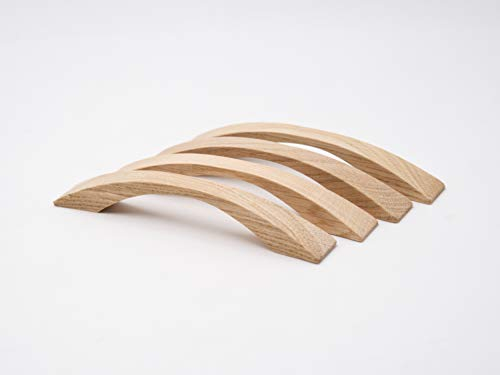 JOWE 4 Wooden Handles in Oak | Wood Kitchen Door Handles in Oak Made in Austria | Natural Oak, Screw Center Distance 128 mm