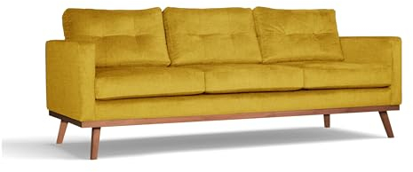 Scandicsofa Ausklappbares Funktionsschlafsofa | B: 230 x H: 92 x T: 97 cm | Dreisitzer | Buchenholz | Amber | Fern