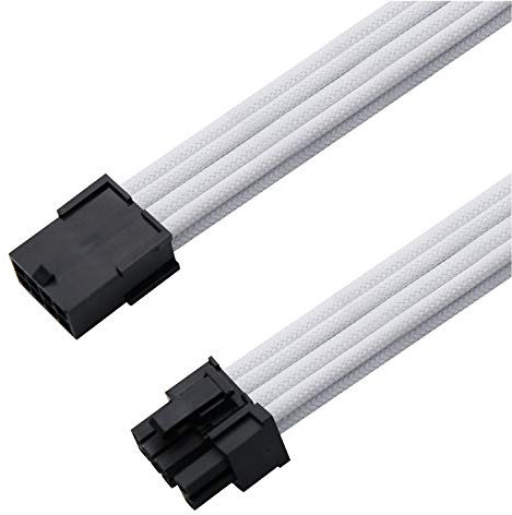 EZDIY-FAB Cavo con Manicotto PCIE 6+2 Pin,Cavi con Manicotto GPU,Prolunga per Alimentazione Elettrica-Bianco