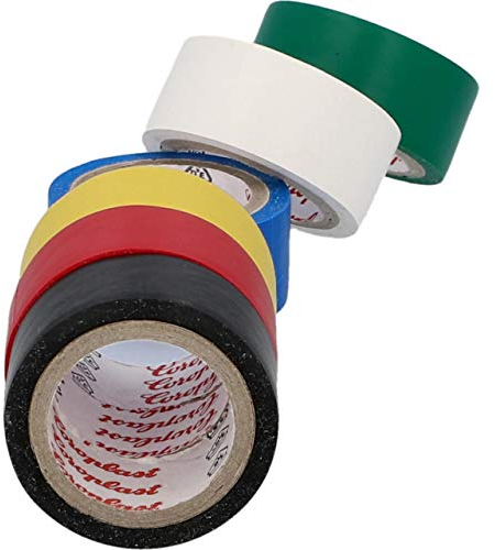 cartrend Isolierbänder Elektriker Klebeband Farbigen PVC Band Wasserdicht Elektrisches Isolierband 6 Stück, 3,3 m x 19 mm, Gemischt