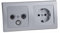 Delphi Antennendose Steckdose 2-Fach Unterputz Kombination TV SAT Kabel 3-fach Anschlussdose Rahmen Schutzkontaktsteckdose mit Steckklemme Grau Silber