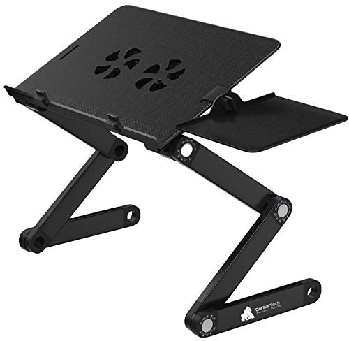 Gorilla Tech Newton Laptop Stand Adjustable Laptop Tray, Laptop Table for Bed Sofa, Standing Desk, Folding Laptop Desk for Home and Office, Very Sturdy 4 Leg Segments, Mouse Pad, Dual Cooling Fans