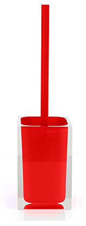 Gedy Auckland Scopino WC Rosso, Misure e Peso: 37,5X9,8X9,8 CM & 0,855 kg, Realizzato in Resina Trasparente di Alta qualità, Scopino per WC Design di R&S, Fatto a Mano, 2 Anni di Garanzia