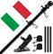 Kit Asta Bandiera di alluminio Bianco 150 cm con Staffa Asta Bandiera in Acciaio Inossidabile, Set Pennone per Bandiera con Anello Rotanti per Montaggio a Parete Regolabile/Include Bandiera Italiana