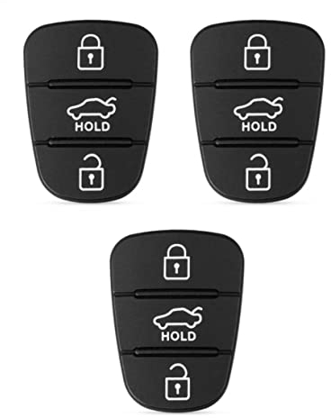 JZK 3 Stück 3 Tasten Auto-Tastatur-Ersatz, Gummi-Pad, kompatibel mit Hyundai Kia Schlüsselanhänger, Abdeckung für Auto-Fernbedienung, Silikon-Pad
