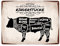 Rinderstücke BBQ Beef Fleischstücke Metallschild XXL in 28x38 cm Blechschild für den Grill als Dekoration für Grillfans und Fleischesser