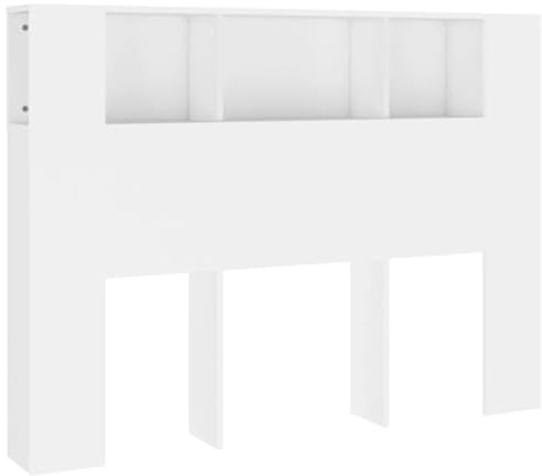 vidaXL Bett Kopfteil mit Ablagen und Regal - Wand-Kopfteil Bücherregal Betthaupt für Schlafzimmer - Weiß 140x18,5x104,5cm