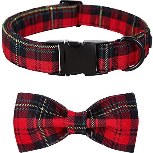 lionet paws Weihnachten Weich Baumwolle Fliege Hundehalsband mit Metall Verschluss Einstellbare Christmas Halsbänder für Große Hunde, Hals 40-66cm
