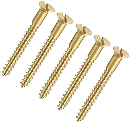 PATIKIL M3.5 x 35mm Legno Viti, 50pz Intaglio Piatto Testa Ottone Autofilettante Vite