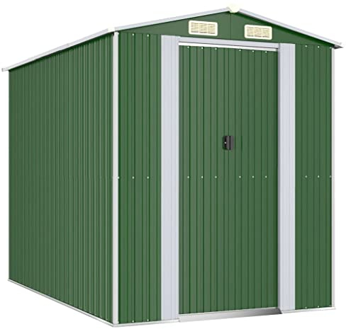 vidaXL Geräteschuppen Gerätehaus Garten Schuppen Gartenhaus Hütte Haus Laube Gartenschuppen Lagerschuppen Grün 192x274x223cm Verzinkter Stahl