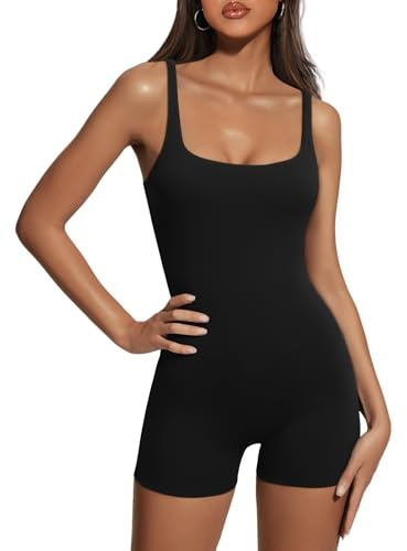 AUTOMET Womens Jumpsuits Shorts Rompers Workout Dressy Casual One Piece Bodysuits Jumpers Yoga Summer Fashion Vacation Outfits Clothes 2025 Black XL