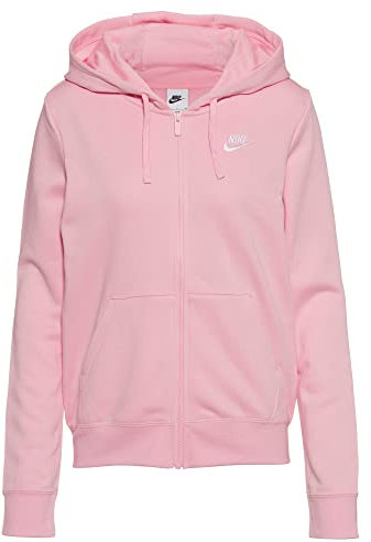 Nike Sportswear Club Felpa con Cappuccio in Pile da Donna, Giacca, Med Soft Pink/White, L