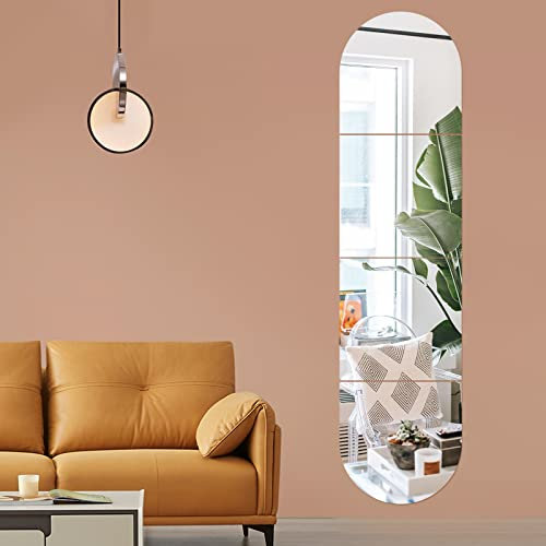 Fantasyon Full Body Wall Mirrors, 12x12in Mirror Wall Stickers, 4 Pack Self Adhesive Flexible Non Glass Mirror Plastic Sticky Mirror Tiles Full Length Mirrors Stickers for Walls Home Gym Hallway