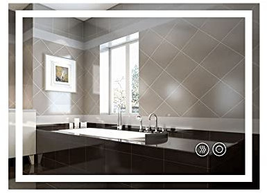 Panana 3 Colour Changing LED Light Illuminated Bathroom Mirror Wall Mounted with Demister Touch Sensor Switch,Rectangle 500mm x700mm