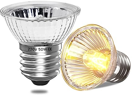 Bonlux UVA UVB Lampe Schildkröte Wärmelampe Hühner Heizlampe Terrarium 50 Watt Reptilien Wärmebirne E27 Turtle Heat Lamp Basking Spot Glühbirnen Eidechsen Wärmebirne Gecko Heizbirne (Dimmbar 2 Stück)