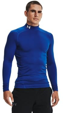 Under Armour ColdGear Kompressionsshirt für Herren, Stehkragen, Königsblau / Weiß
