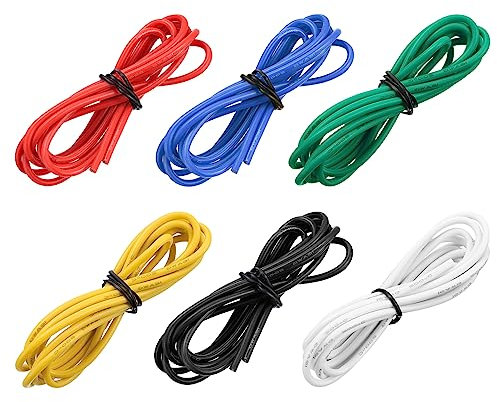 sourcing map 16 Gauge Silicone Wire 16AWG Electrical Wire Stranded Wire Flexible Tinned Copper Wire High Temp Hookup Wire 6 Color 1.5m/4.92ft for Car Model Electric Appliances 6pcs