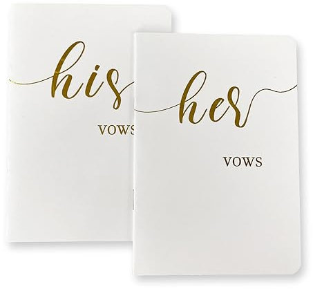 HANVOWS Hochzeitsgelübdebücher für Sie und Ihn, Geschenk-Set mit Goldfolien-Schriftzug, perfekte Hochzeitsversprechen, 14,5 x 9,9 cm, 2 Stück