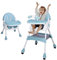 Sinbide Chaise Haute Bébé Pliable Chaise Enfant Voyage avec roulettes, dossier réglable, tablette amovible, siège avec ceinture de sécurité pour 6 mois à 6 ans Repas Bébé 20kg (Bleu clair)