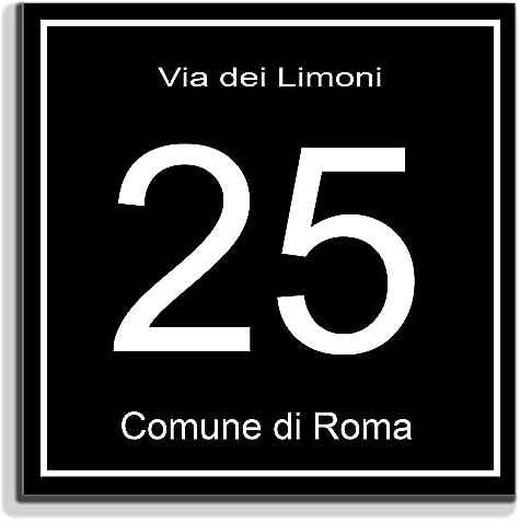 Stileitaliano targa numero civico in alluminio per esterno personalizzato con trattamento anti UV (Nero)