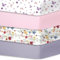 Spannbettlaken Spannbetttücher für Babybetten Kinderbett, atmungsaktives Mikrofaser Matratzenbettlaken, Oeko-TEX Zertifiziert, 70x140cm, 4er, Schmetterling/Rosa/Blumen/Graulila