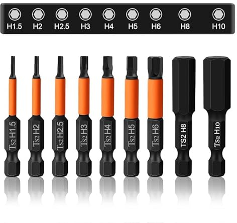 wohn&lebe 9 Pcs Punte Per Avvitatore Punte Per Cacciavite Magnetiche 50mm Chiave a Brugola Set Punte Di Cacciavite Magnetico Set Punte Per Cacciavite Esagonale Punte Lunghe Del Cacciavite (H1.5-H10)
