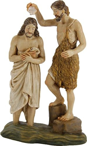 FADEDA Passionsfiguren: Taufe Jesu/Höhe:9 cm/handbemalt/detailgetreue Krippen Figuren - Weihnachten Tisch Dekoration Krippe Zubehör