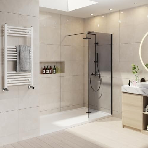 NRG 700 x 1950mm Walk in Shower Enclosure 8mm Smoked Easy Clean Glass Wet Room Screen Panel