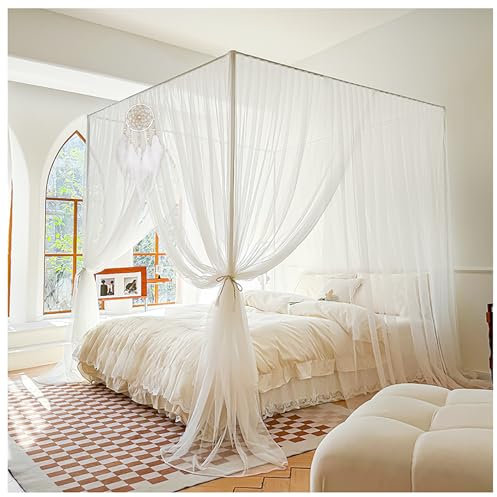 Atkits 4-Ecken-Pfosten-Baldachin-Bett-Vorhang-Baldachin-Bett-Rahmen-Pfosten-Baldachin-Bett-Netz-Set,Queen