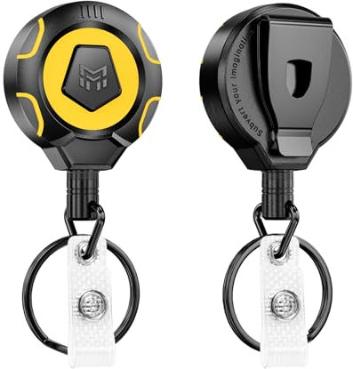 MNGARISTA Verstärkter einziehbarer Schlüsselanhänger mit Gürtelclip, Einzug 283,5 g, Edelstahlschnur 80 cm, Taktische ID Ausweishaspel, einziehbarer Schlüsselring, 2er-Pack