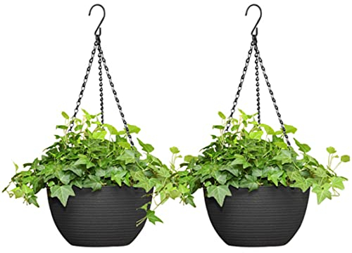 Pot de plante suspendue, 2pcs 24,5 cm / 9,6 pouces en plastique Planteurs intérieurs suspendus, planteurs suspendus pour plantes intérieures, pot de fleurs suspendu pour extérieur intérieur