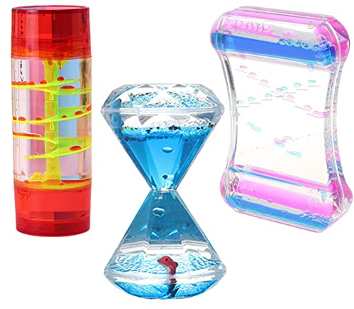 Sablier Deau Minuterie de Gouttes, Minuterie Liquide Jouets Sensoriels, Lampe à Lave Colorés, Motion Bubbler Fidget Jouet de Bureau Relaxants pour Enfants Adolescents Adultes (C-3pcs)