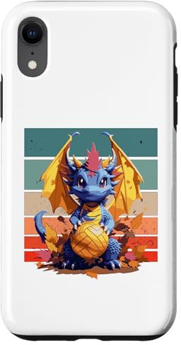 Coque pour iPhone XR Dragon avec volley-ball en automne Dragon Lover Fantasy Art