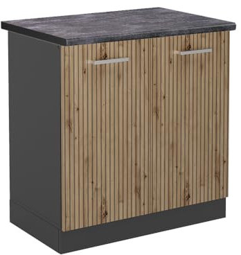 Vicco Spülenunterschrank R-Line, Artisan-Eiche/Anthrazit, 80 cm, AP Anthrazit