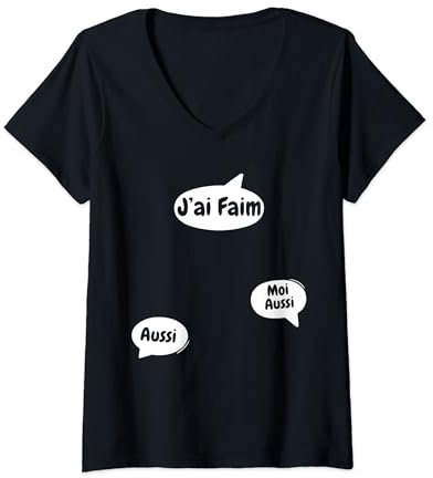 Femme Jumeaux Nouvelle maman enceinte Annonce de grossesse T-Shirt avec Col en V