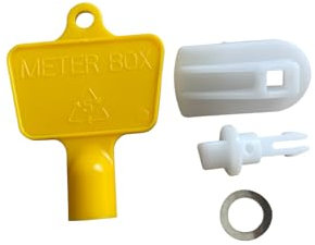 Meter Box Latch & Key Kit – Plastic Lock, Triangular Key, Metal Washer for Gas, Electric, Water, Utility & Cabinet Meter Boxes – DIY Repair, Fits Metal & Plastic, UK Standard