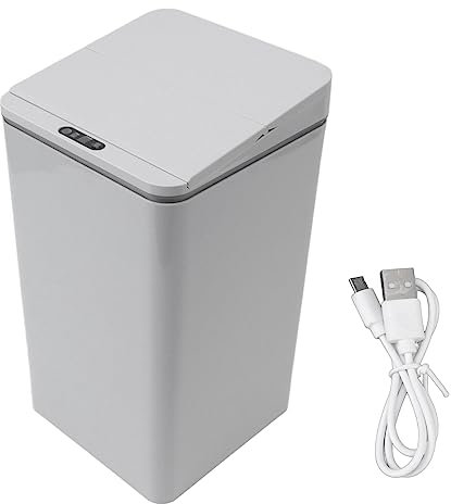 Sunicon Motion Sensor Trash Can with Lid,Can USB Charging Foldable Lid 9L Intelligent Induction Garbage Bin for Bathroom, Kitchen, Office, Bedroom, Living Room, Toilet (Grey)