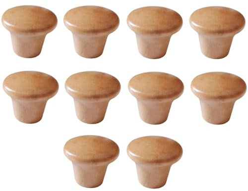 SANCHAKOU Schubladenknopf 50 Stück Original Holzlack Massivholz Möbel Schublade Einlochmontage Holzgriff Schranktür Kaffeetisch Buche Holzgriff 33 * 26Mm