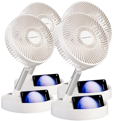 PEARL Akku Ventilator USB: 4er-Set 2in1-Akku-Tisch- & Standventil., ausziehb. bis 1 m, 8,5h (Teleskop-Standventilatoren, Teleskop-Bodenventilator, Picknick)