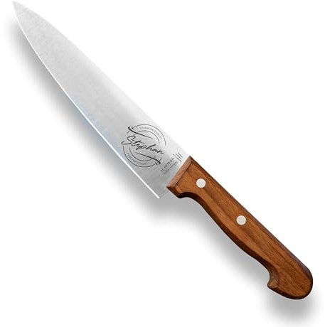 LOOXIS Personalisiertes Kochmesser mit Namen graviert – Made in Germany, Buchenholz-Griff, 20 cm Klinge, rostfrei, Spezialstahl – extra scharfes Schneidemesser, Küchenmesser, Chefmesser - Motiv 4
