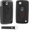 2 Boutons Coque Clé de Voiture pour Peugeot CE0536 207 SW 307 308 3008 5008 Partner Citroen C3 Picass Telecommande Boitier Clef de Remplacement avec Housse de Protection Clé en Silicone et Porte-Clés