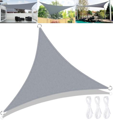 FAMKEEP Toldo Vela de Sombra Triangular 3x3x3m,Protección Rayos UV,Toldo con Protección Solar,Toldo para Jardín Impermeable para Exterior Patio Terraza Balcón,Gris
