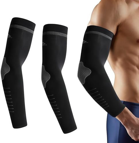 THXFUNAREA Manicotti Pallavolo,Anti UV Protezione, Floki Manicotto,Manicotto Tennis,Maniche Per Braccia,No Strain Padel,Manicotto Braccio,Manicotti Pallavolo Donna,Nero Manicotti Running Bici Uomo