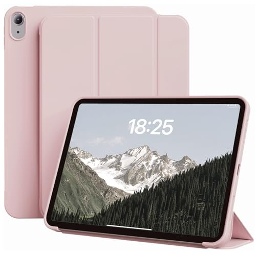 ZKTUYU Hülle für iPad (A16) 11. Generation 11 Zoll 2025 / iPad 10. Generation 10.9 Zoll 2022, Weicher TPU Rückseite Schutzhülle Smart Cover, Unterstützt Touch ID, Auto Schlafen/Wachen, Hellrosa